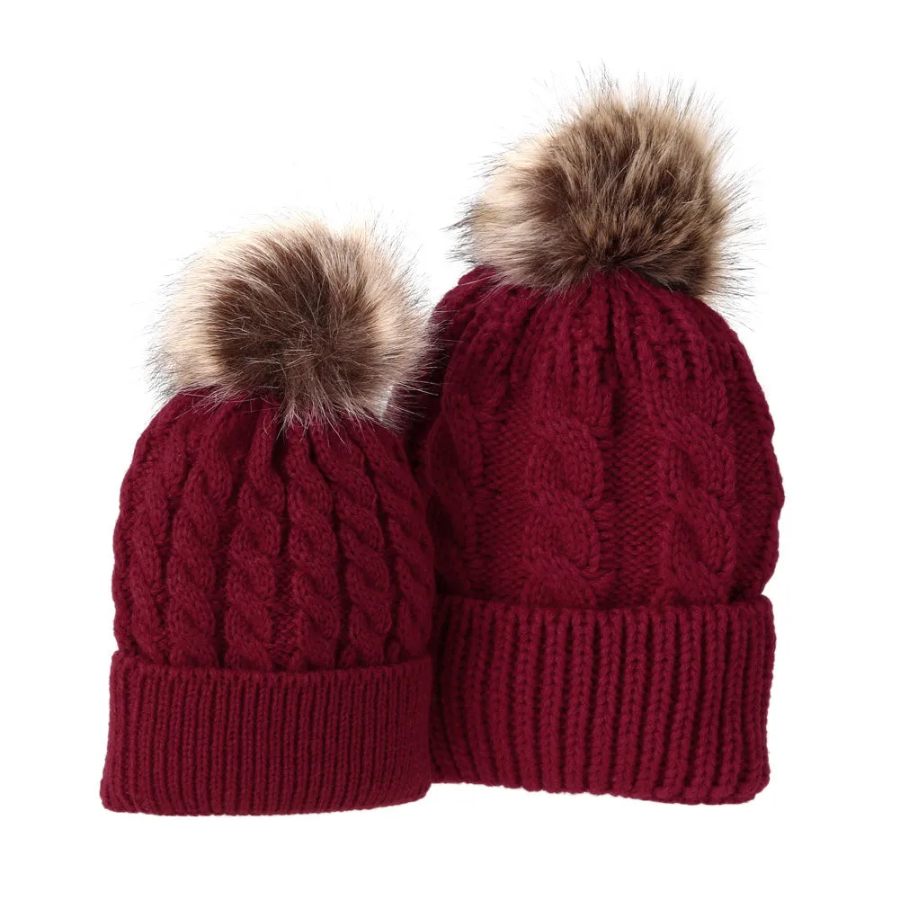 2pcs Mom and Baby Hat  Knitted Winter