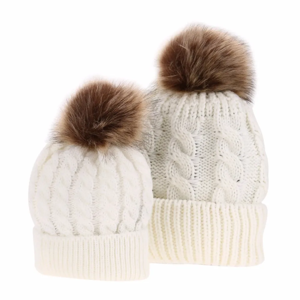 2pcs Mom and Baby Hat  Knitted Winter