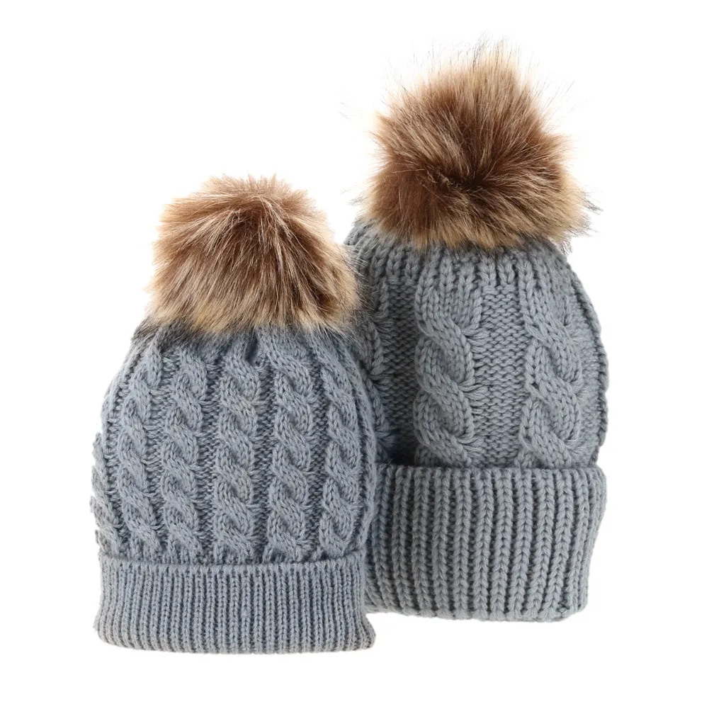 2pcs Mom and Baby Hat  Knitted Winter