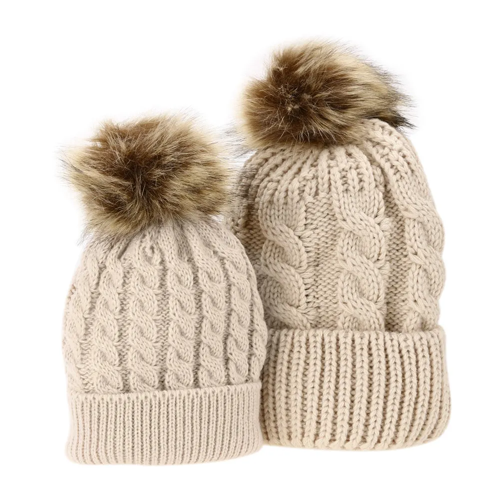 2pcs Mom and Baby Hat  Knitted Winter