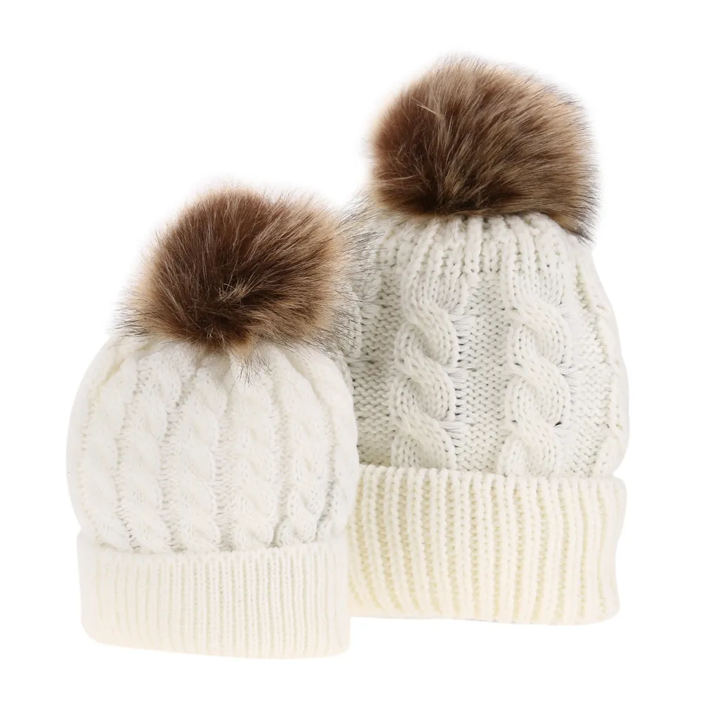 2pcs Mom and Baby Hat  Knitted Winter