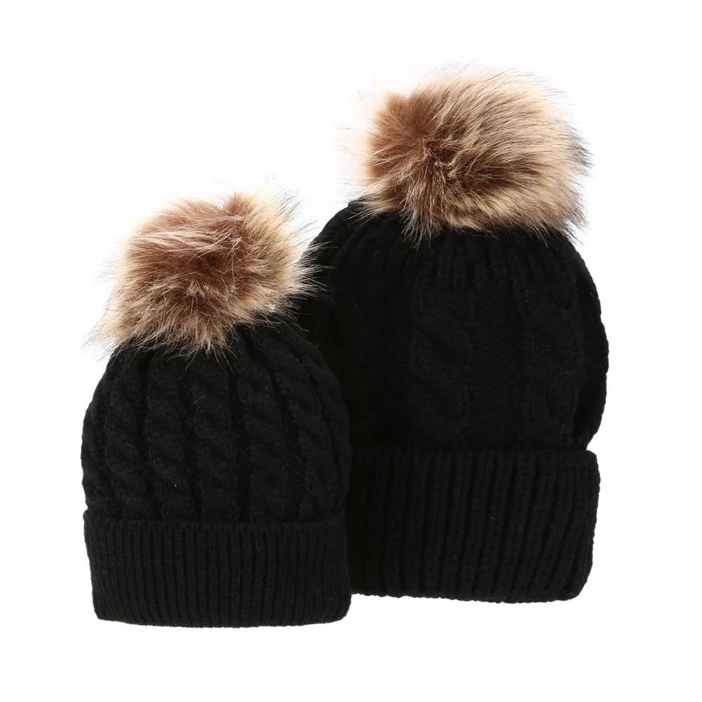 2pcs Mom and Baby Hat  Knitted Winter