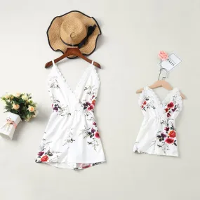 Beach Baby Girl Dress Women Jumpsuit Dress Lace Mother Daughter