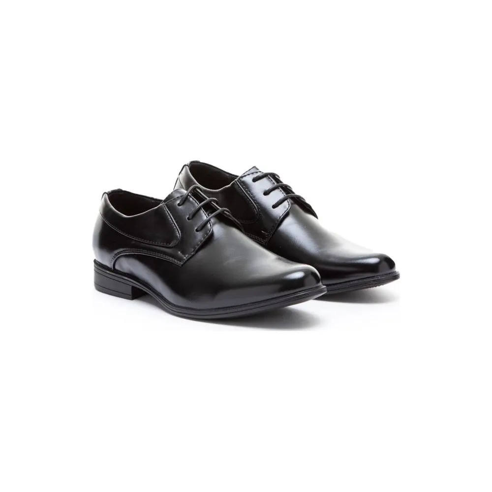 Boys' Elegant Black Eco-Leather Oxfords | 203-82