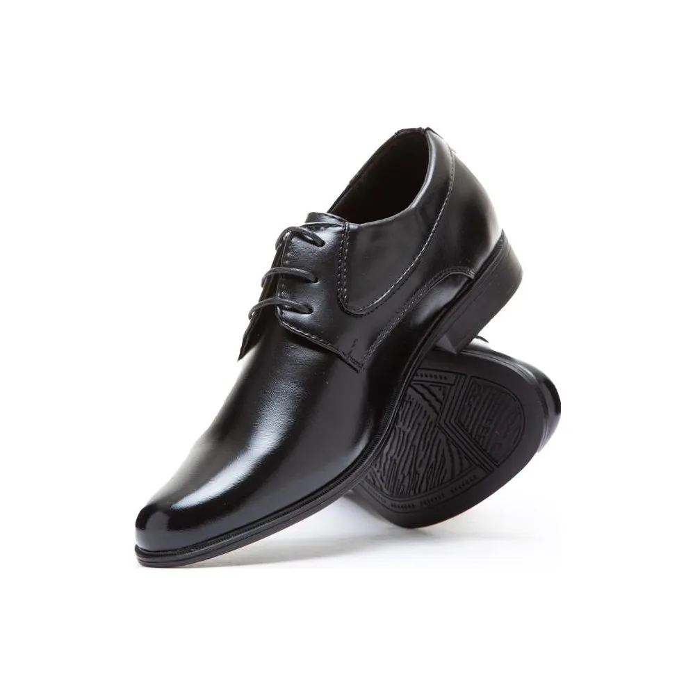 Boys' Elegant Black Eco-Leather Oxfords | 203-82