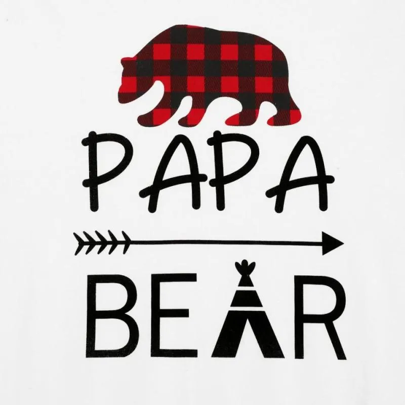 Christmas Bear Print Top and Plaid Pants Family Matching Pajamas Set