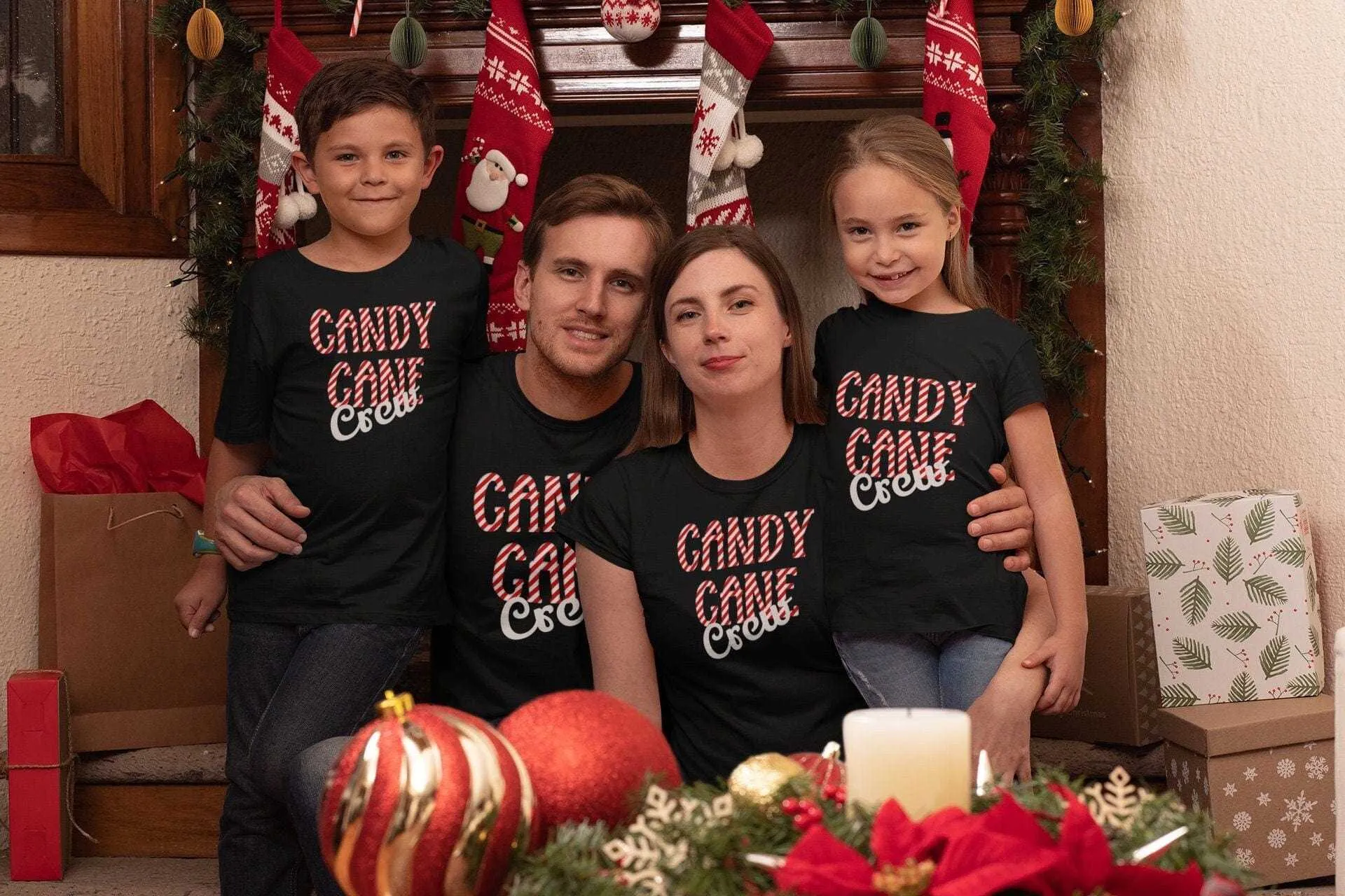 Christmas Candy Cane Crew Matching Family Shirts