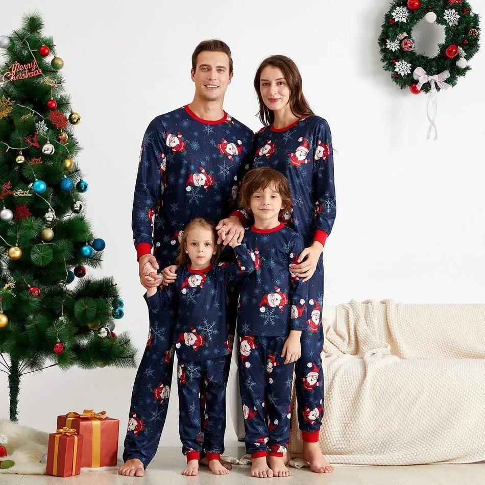 Christmas Santa Patterned Family Matching Pajamas Set