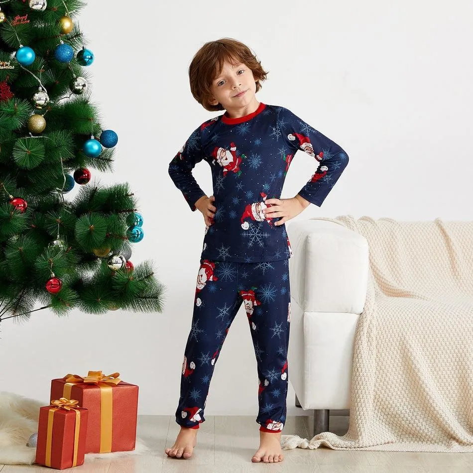 Christmas Santa Patterned Family Matching Pajamas Set