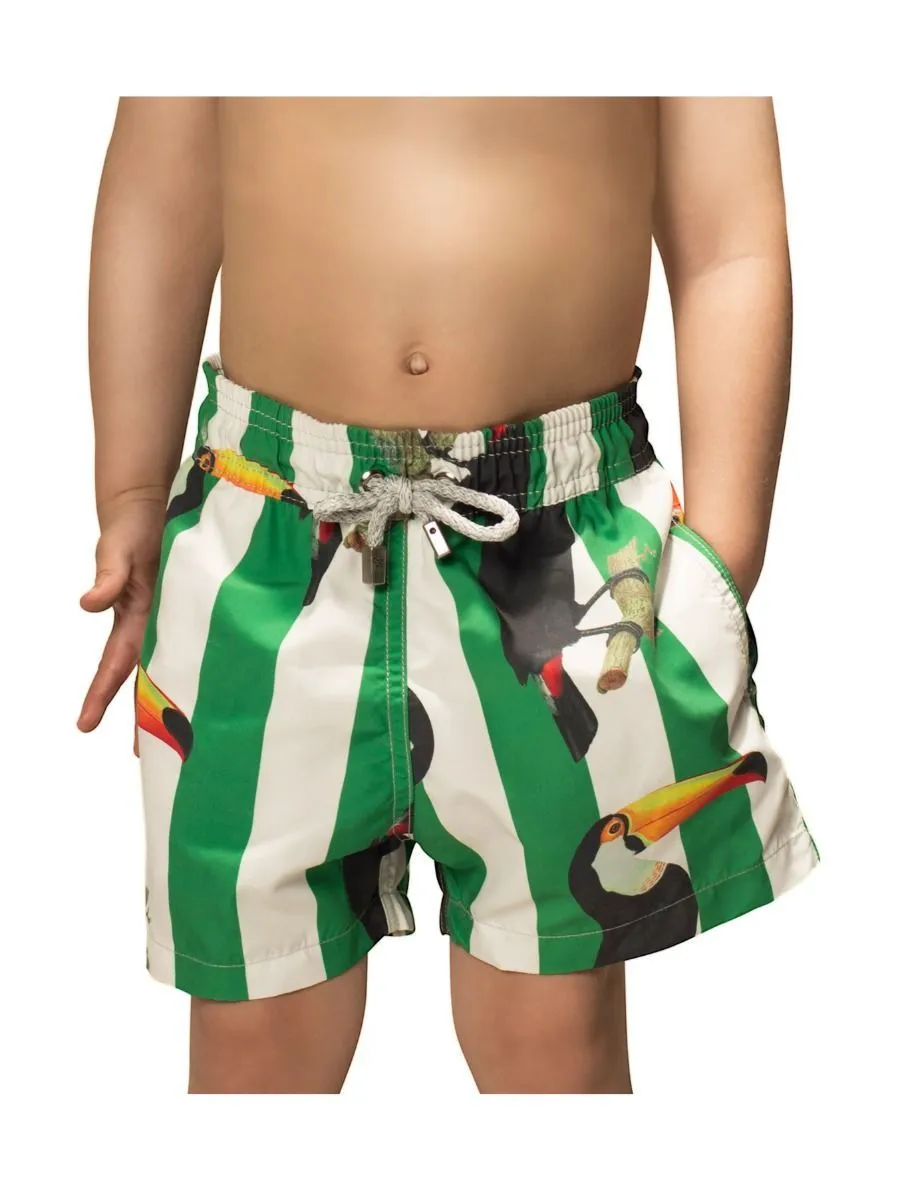 Dad and Son Bird Stripe Swimming Trunks Family Matching