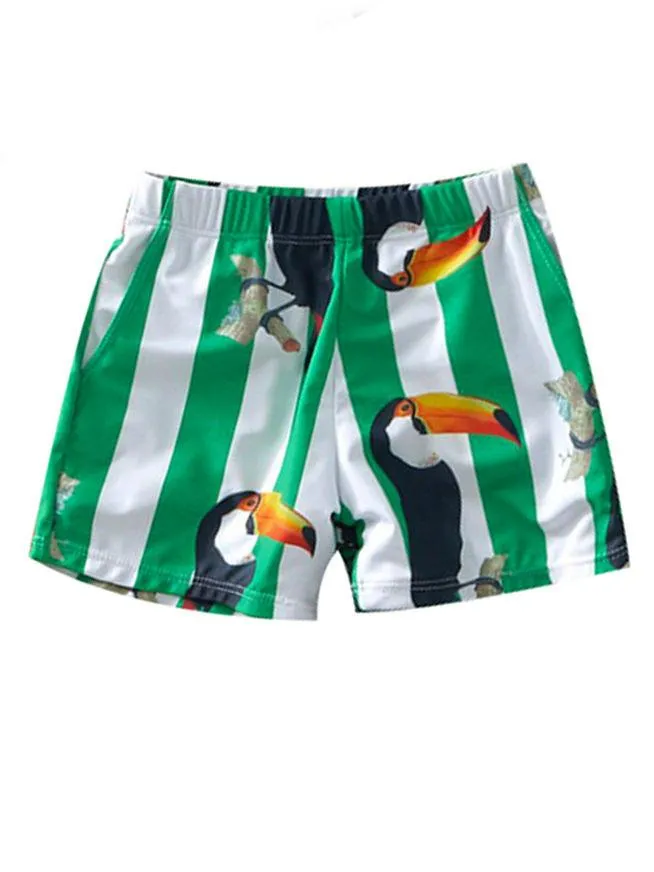 Dad and Son Bird Stripe Swimming Trunks Family Matching