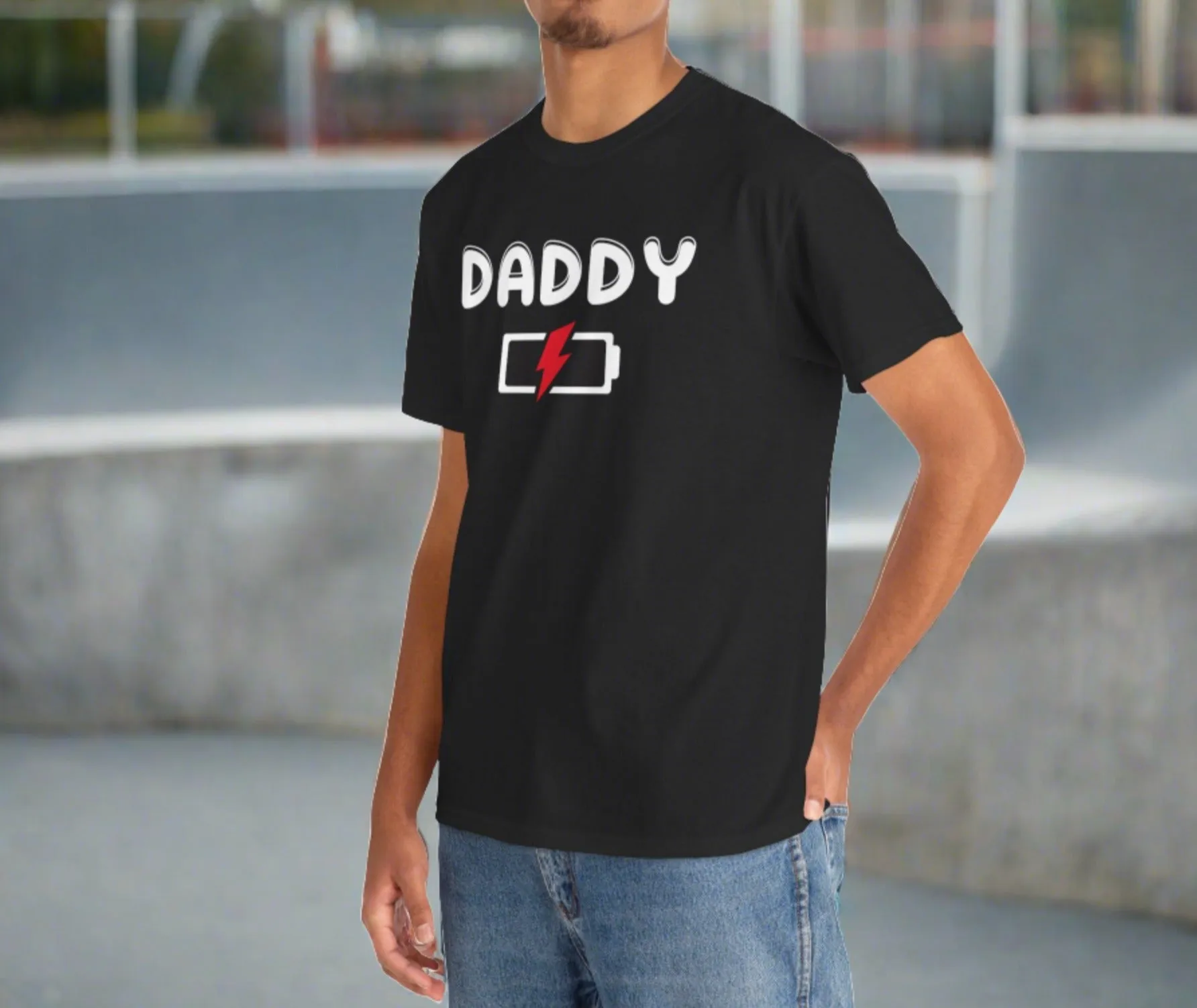 Daddy has a Dead Battery | Black Unisex Heavy Cotton Tee