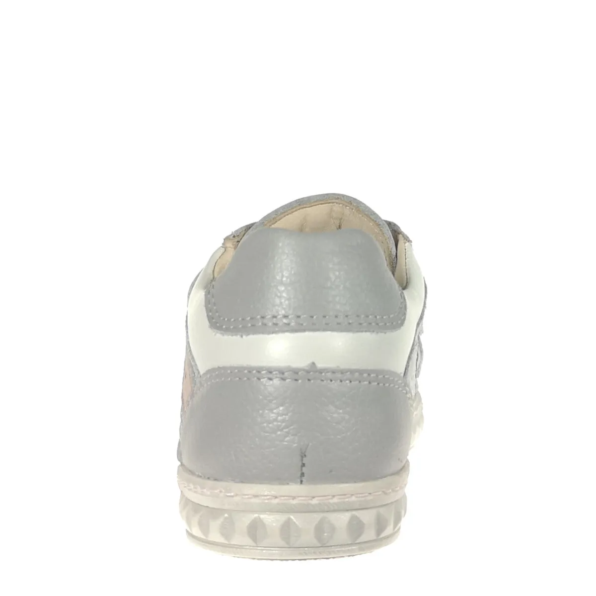 Designer Sneakers For Kids. Szamos kid girl sneakers in sparkling silver color and double velcro strap big kid size.