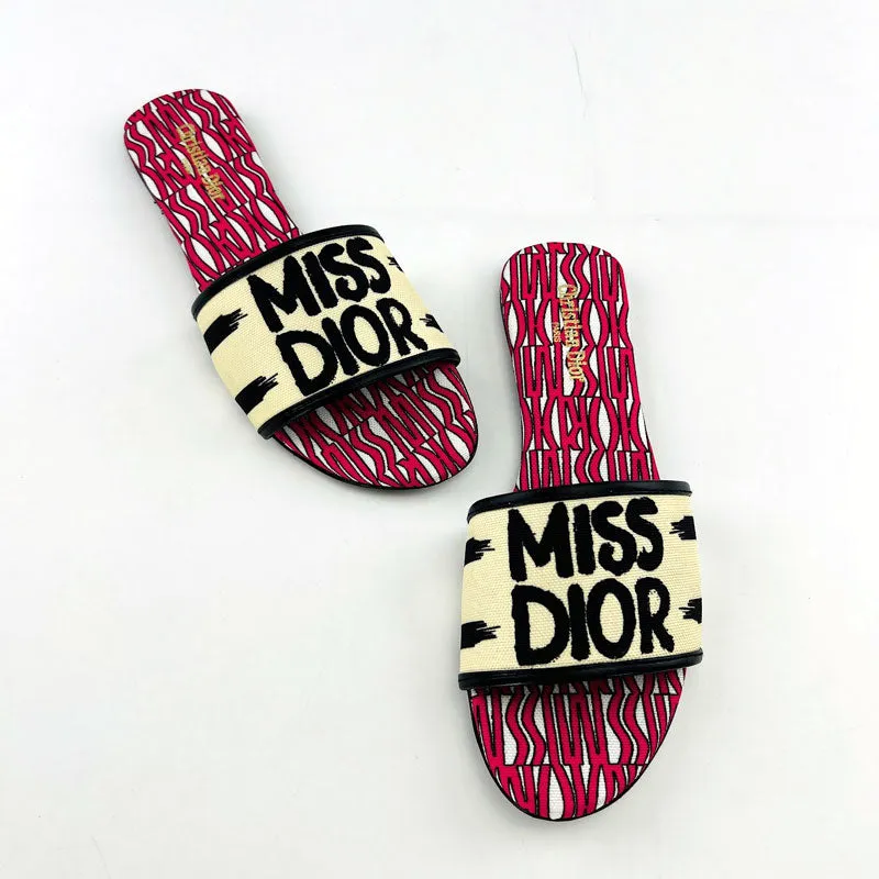 Dway Slide Embroidered Fabric Shoes