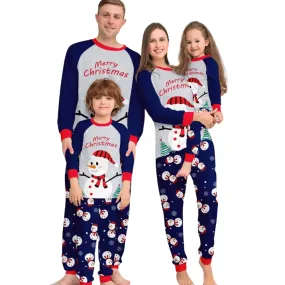 Family Matching Christmas Pajamas Set With Snowman Design