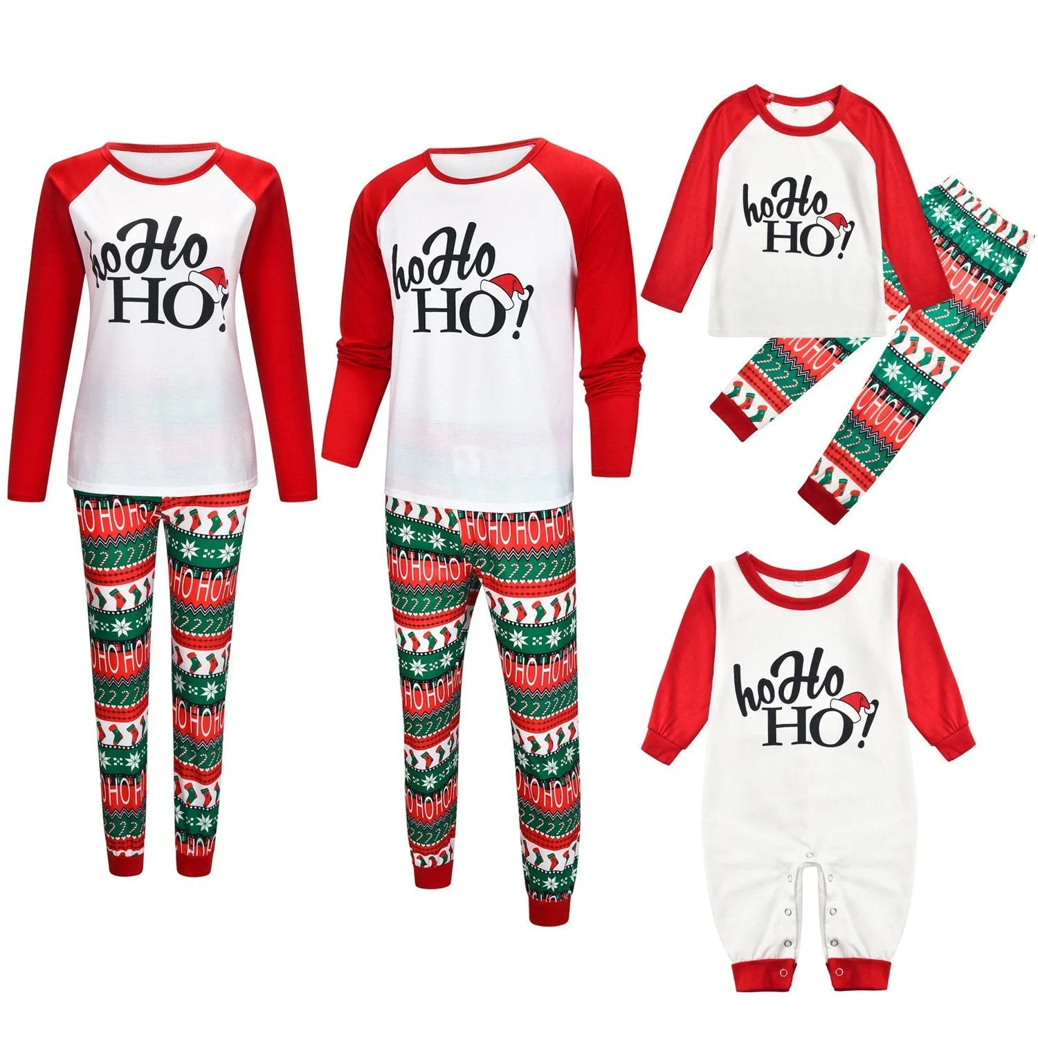 Family Matching Merry Christmas Top and Socks Patterned Pants Pajamas Set