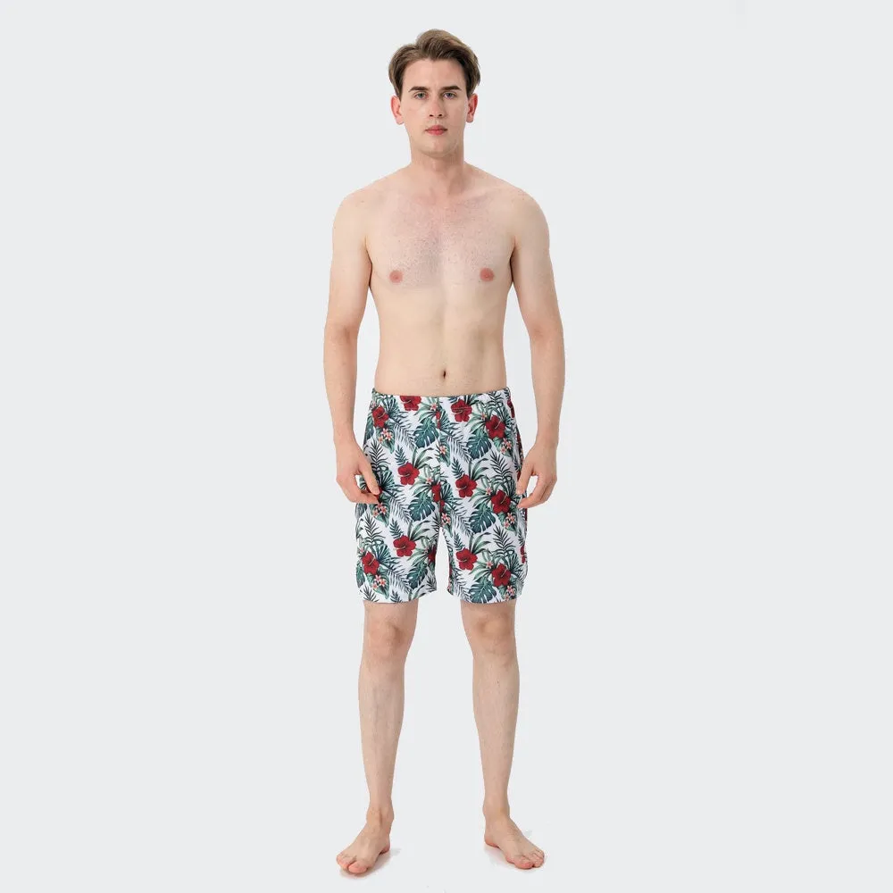 Family Matching Red Flower Printed Swimsuits