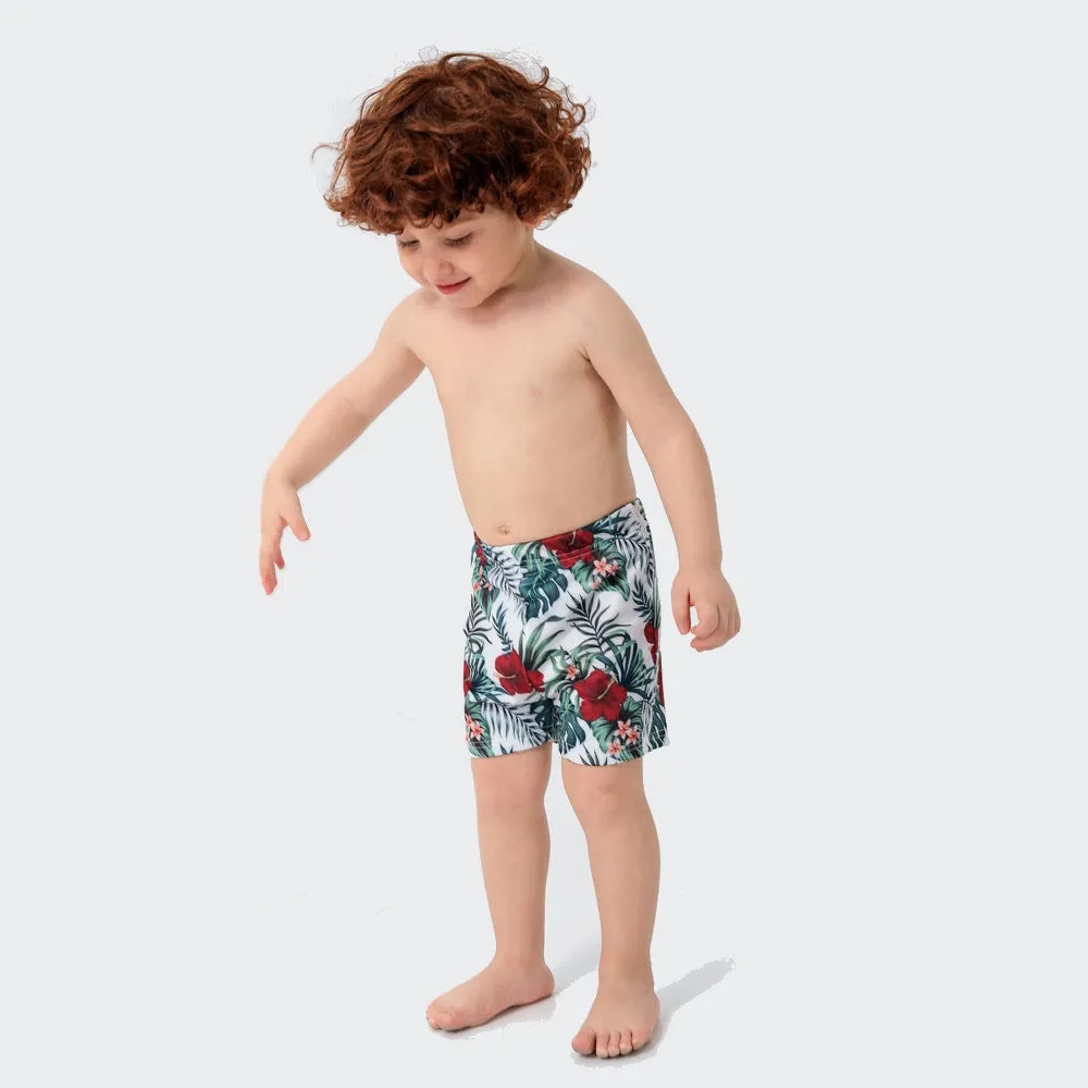 Family Matching Red Flower Printed Swimsuits