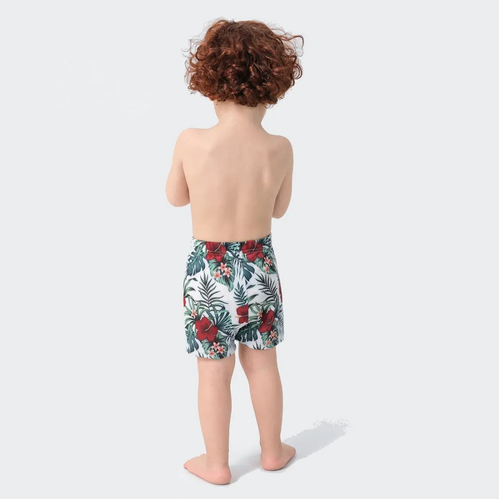 Family Matching Red Flower Printed Swimsuits