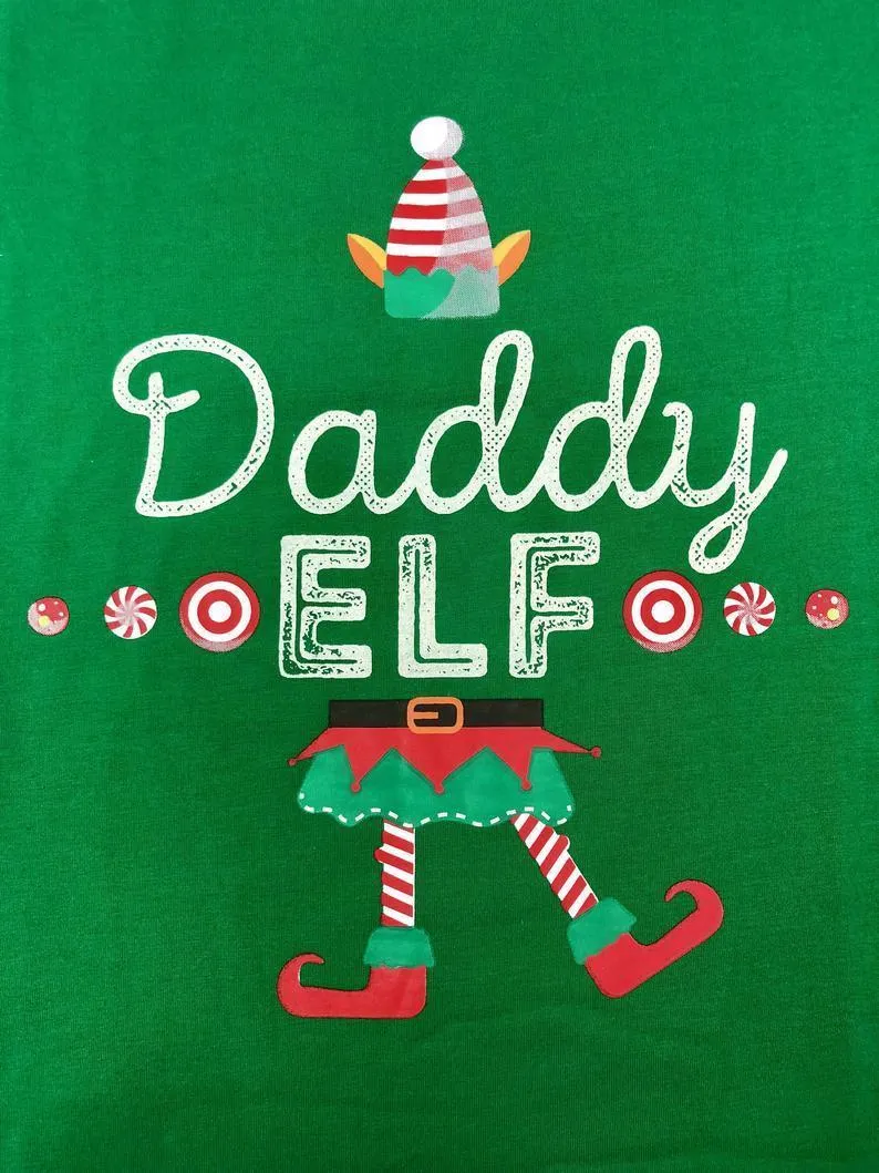 Family Matching What Elf Print Top and Plaid Pants Pajamas Set