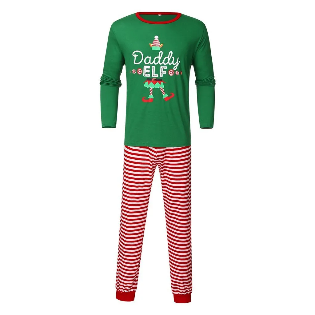 Family Matching What Elf Print Top and Plaid Pants Pajamas Set