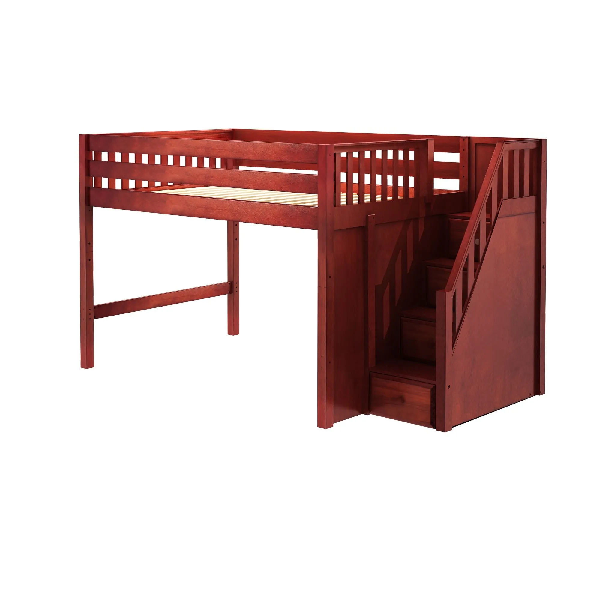 Full Mid Loft Bed with Stairs
