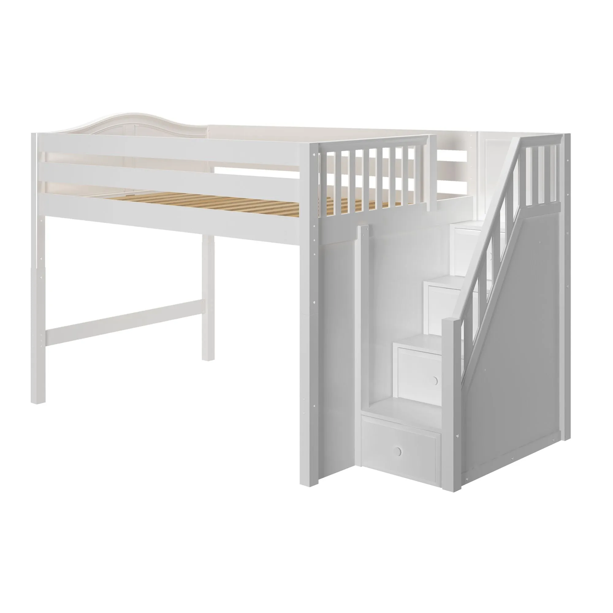 Full Mid Loft Bed with Stairs