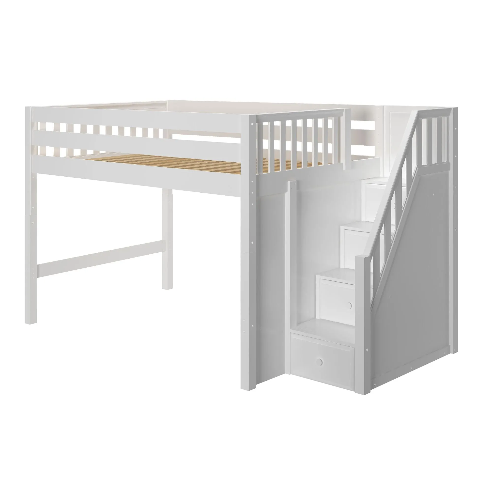 Full Mid Loft Bed with Stairs