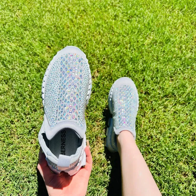 Glamour Gleam Sneakers (Grey) Shoe Footwear Girl Walking Shoes Women Casual