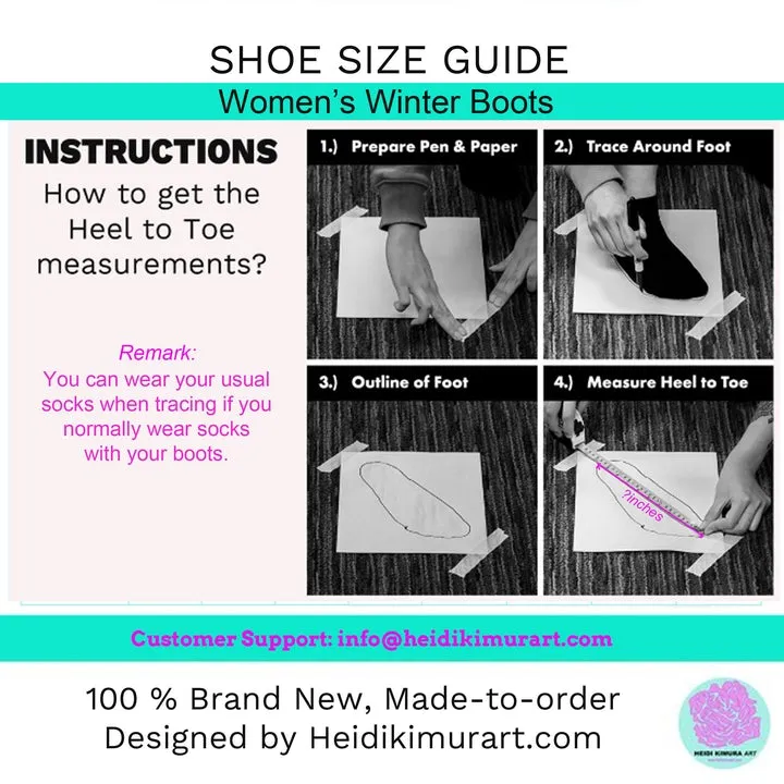 Grey Pink Flower Women's Boots, Best Vintage Style Premium Quality Winter Boots For Ladies