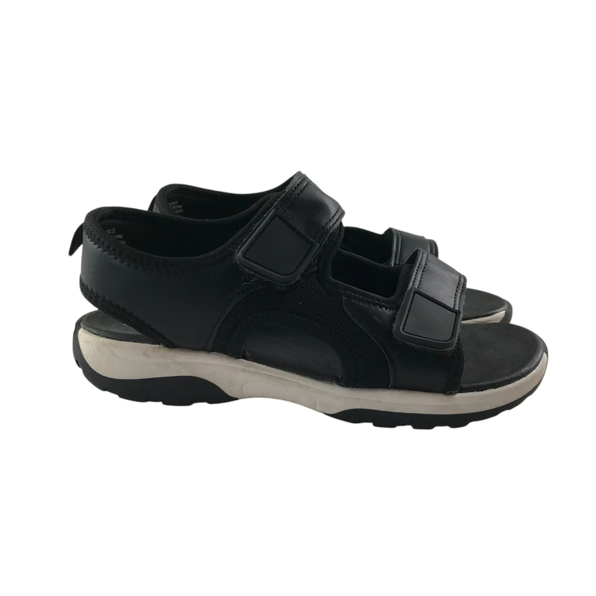 H&M sandals shoe size 2 black plain with hook and loop straps