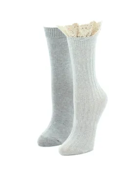 Lace & More Fashion Cotton Blend Boot Socks 2-Pack Lace & More Fashion Cotton Blend Boot Socks 2-Pack