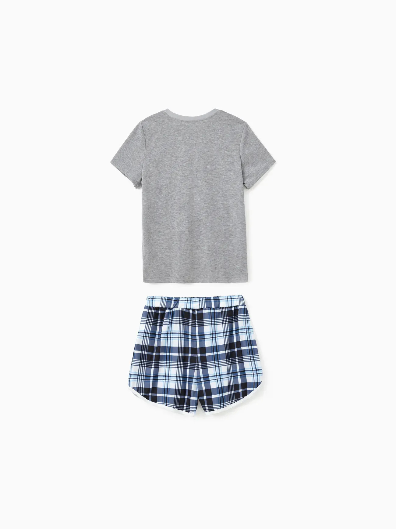 Let Me Sleep Print Family Pajama Set With Plaid Shorts