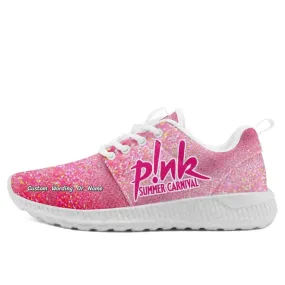 Luxury Gifts,Personalized Shiny Mesh Sneakers, Custom Pink/Heart Design Shoes, Walking Shoes
