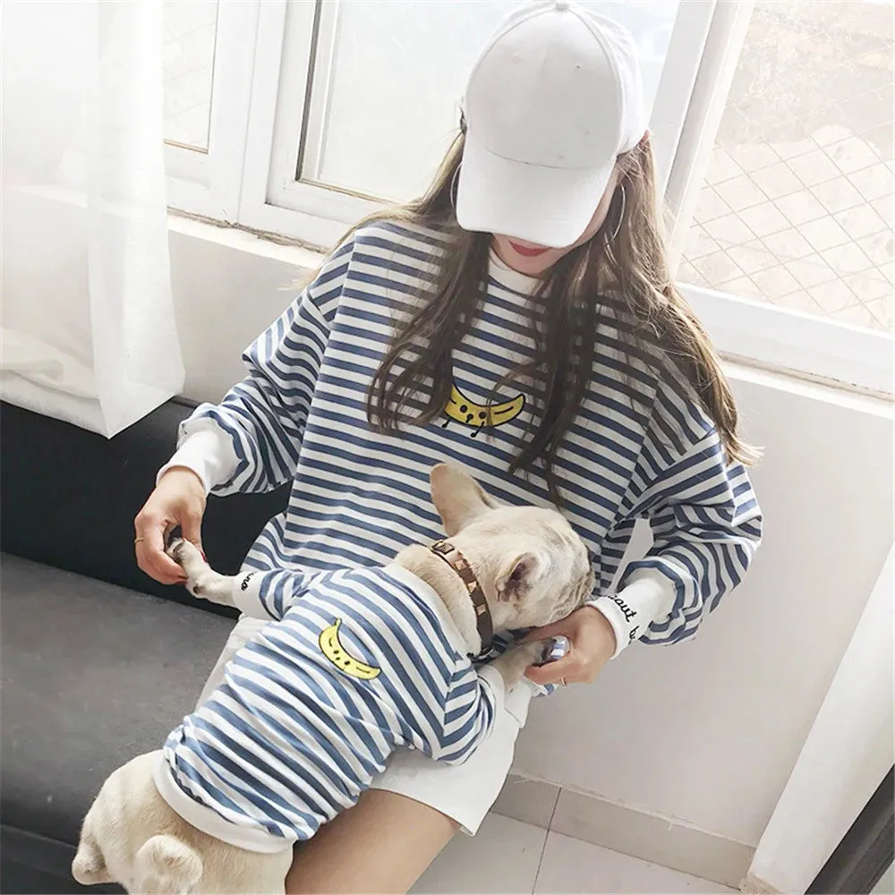 Matching Family Clothes For Pet And Owner Simple Lines Pattern
