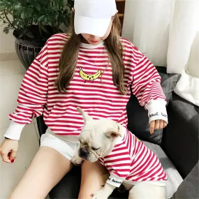 Matching Family Clothes For Pet And Owner Simple Lines Pattern