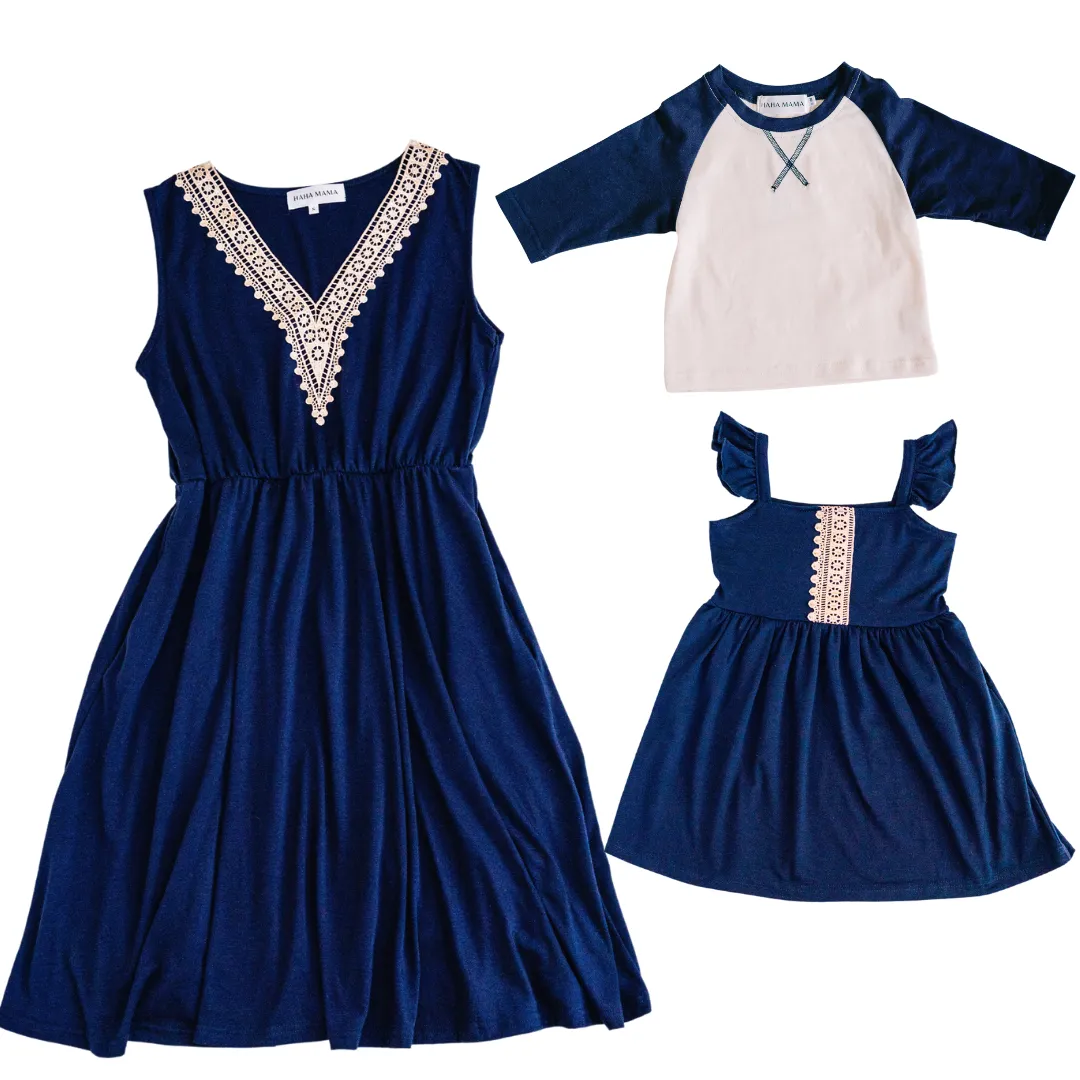 Navy & Lace Mommy & Me Dresses