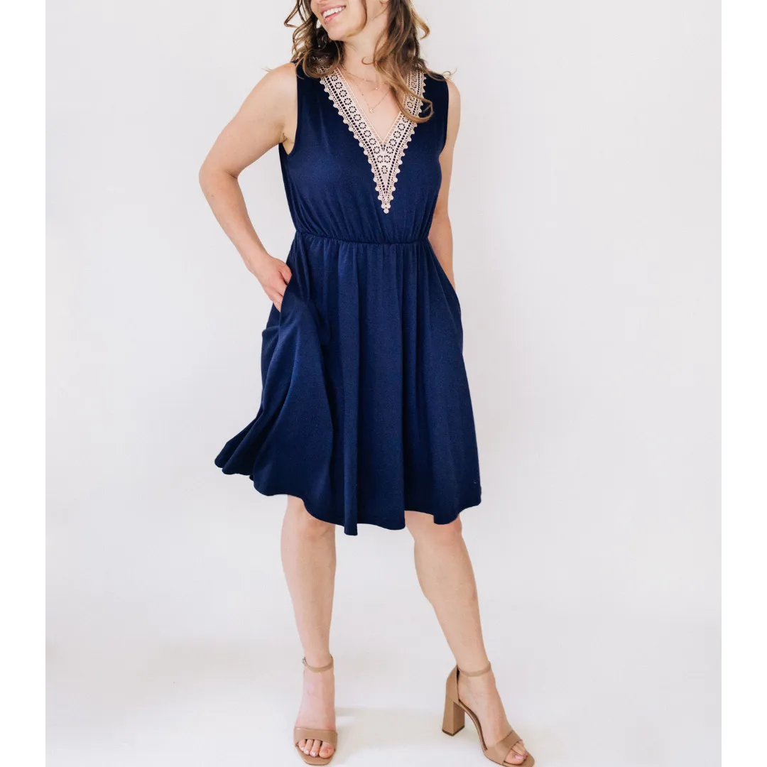 Navy & Lace Mommy & Me Dresses
