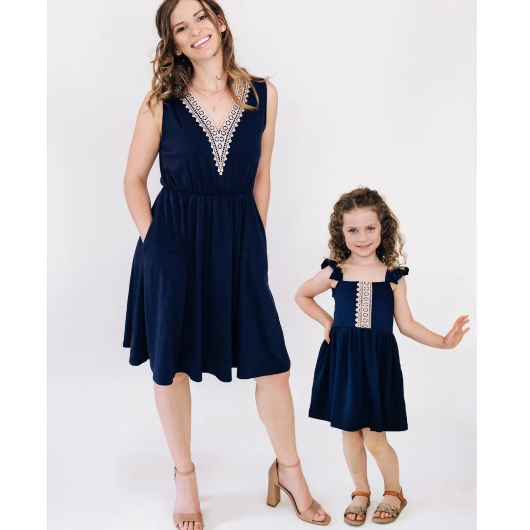 Navy & Lace Mommy & Me Dresses