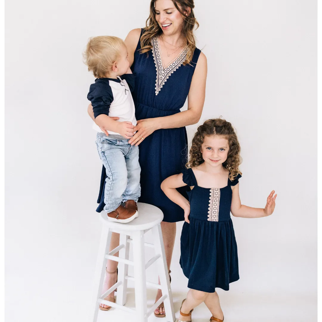 Navy & Lace Mommy & Me Dresses