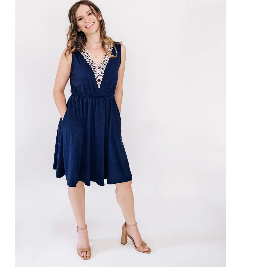 Navy & Lace Mommy & Me Dresses
