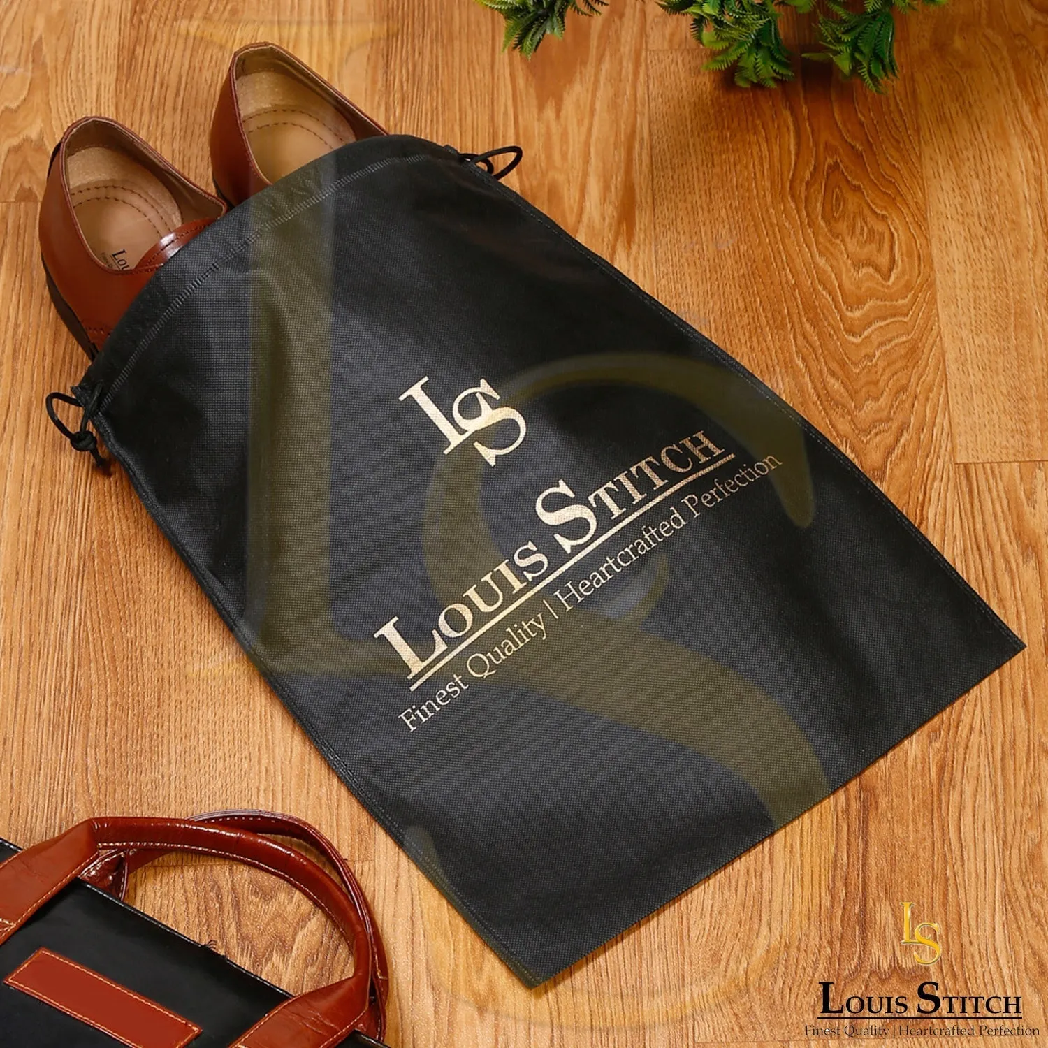 Non Woven Shoe Bag Pack Of  12 Black Plain & See Thru