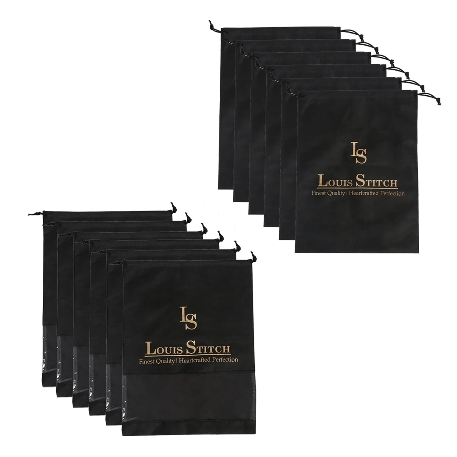 Non Woven Shoe Bag Pack Of  12 Black Plain & See Thru
