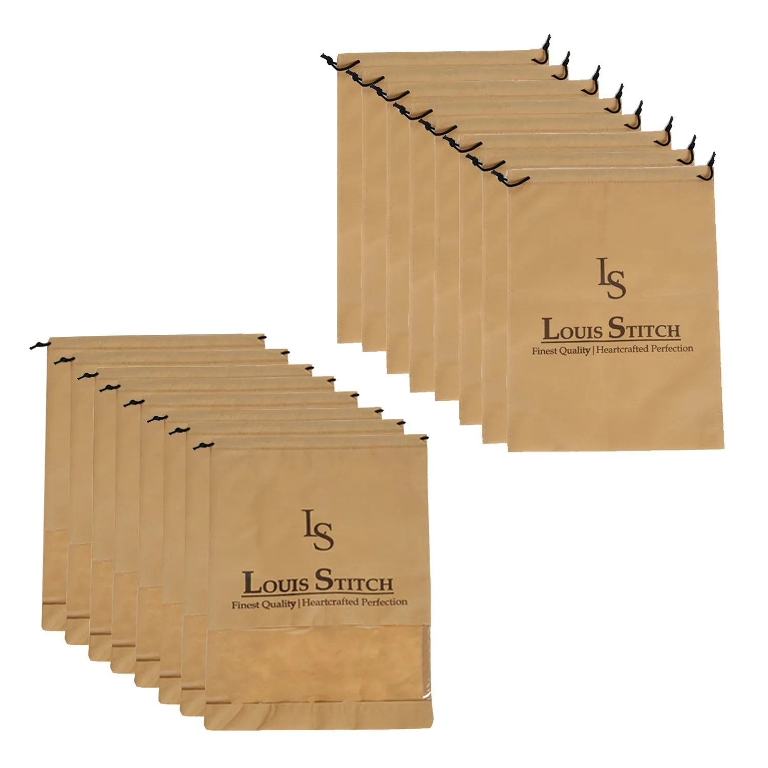 Non Woven Shoe Bag Pack Of  16 Beige Plain & See-Thru