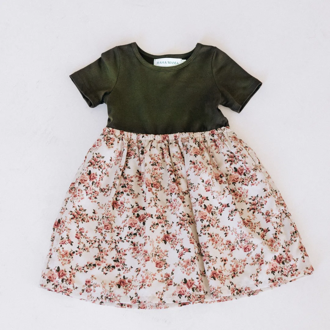 Olive Green Floral Dress