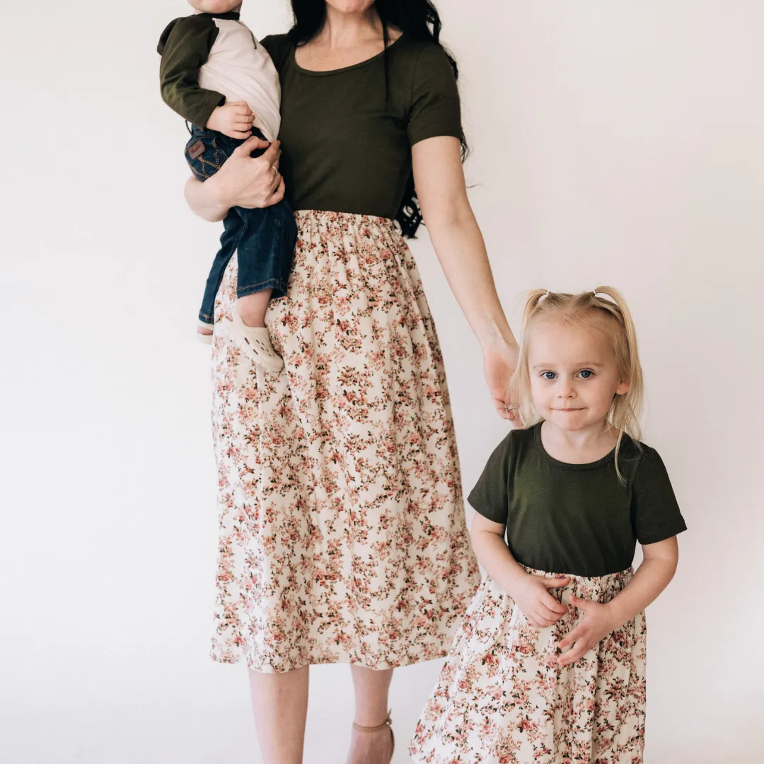 Olive Green Floral Dress
