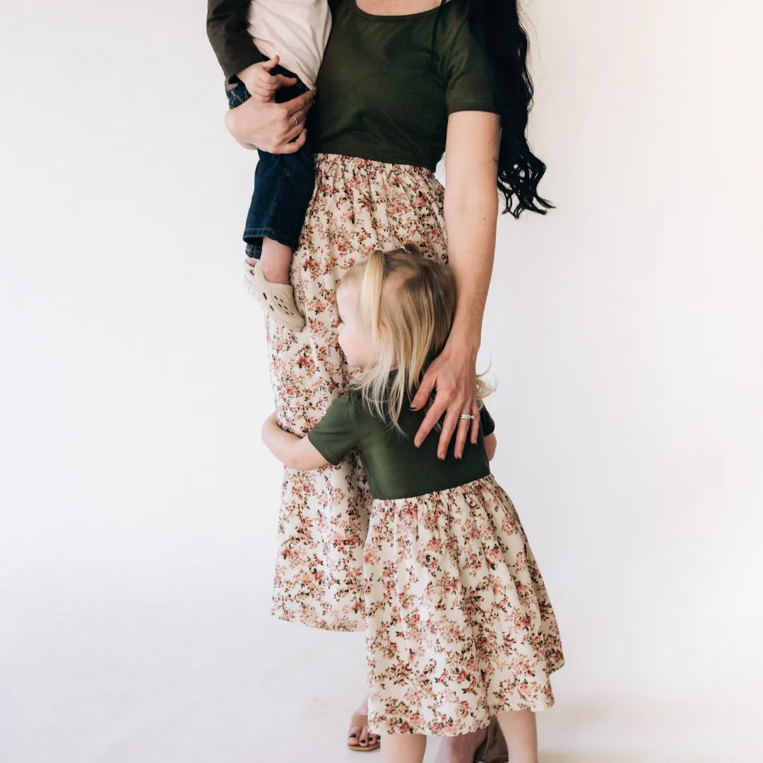 Olive Green Floral Dress