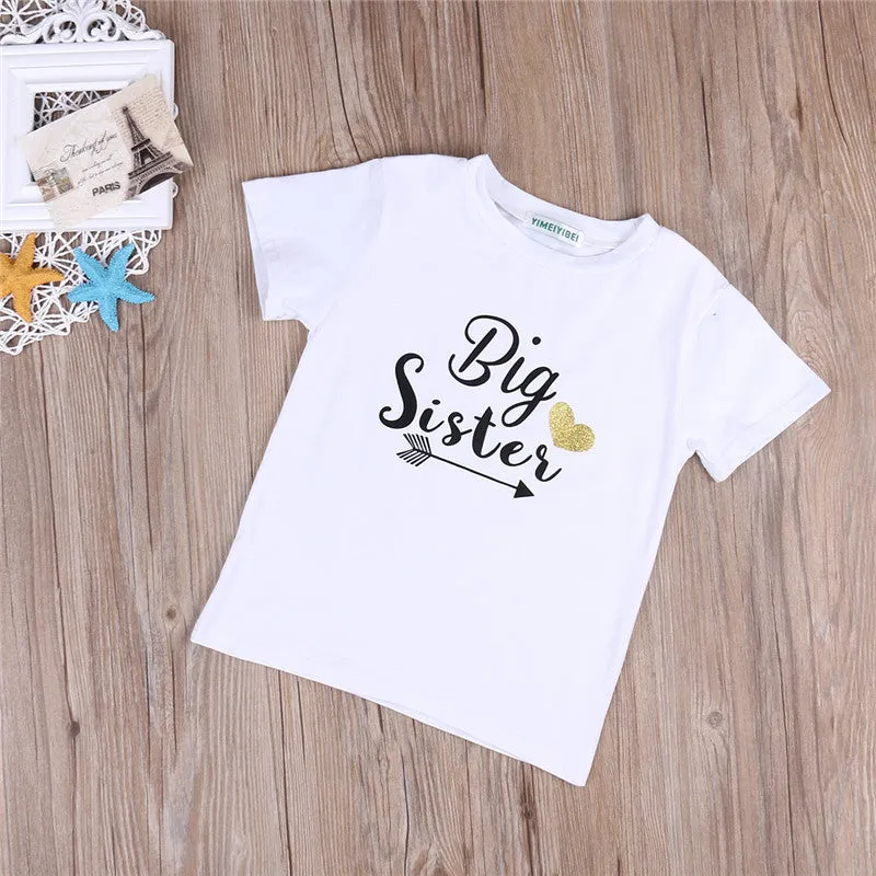 Summer Family Matching Big Sister Little Brother Toddler Kids  Romper  T-shirt