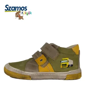 Szamos kid boy sneakers khaki with truck decor toddler/little kid/big kid size