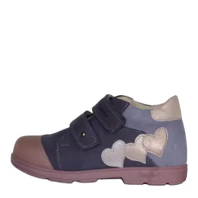 Szamos Kid Girl Supinated Sneakers Light Purple With Pink Toe Cap And Heart Decor - Made In Europe